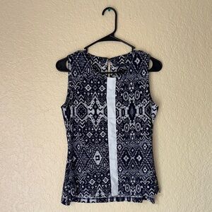 Women's Sleeveless Black and White Top